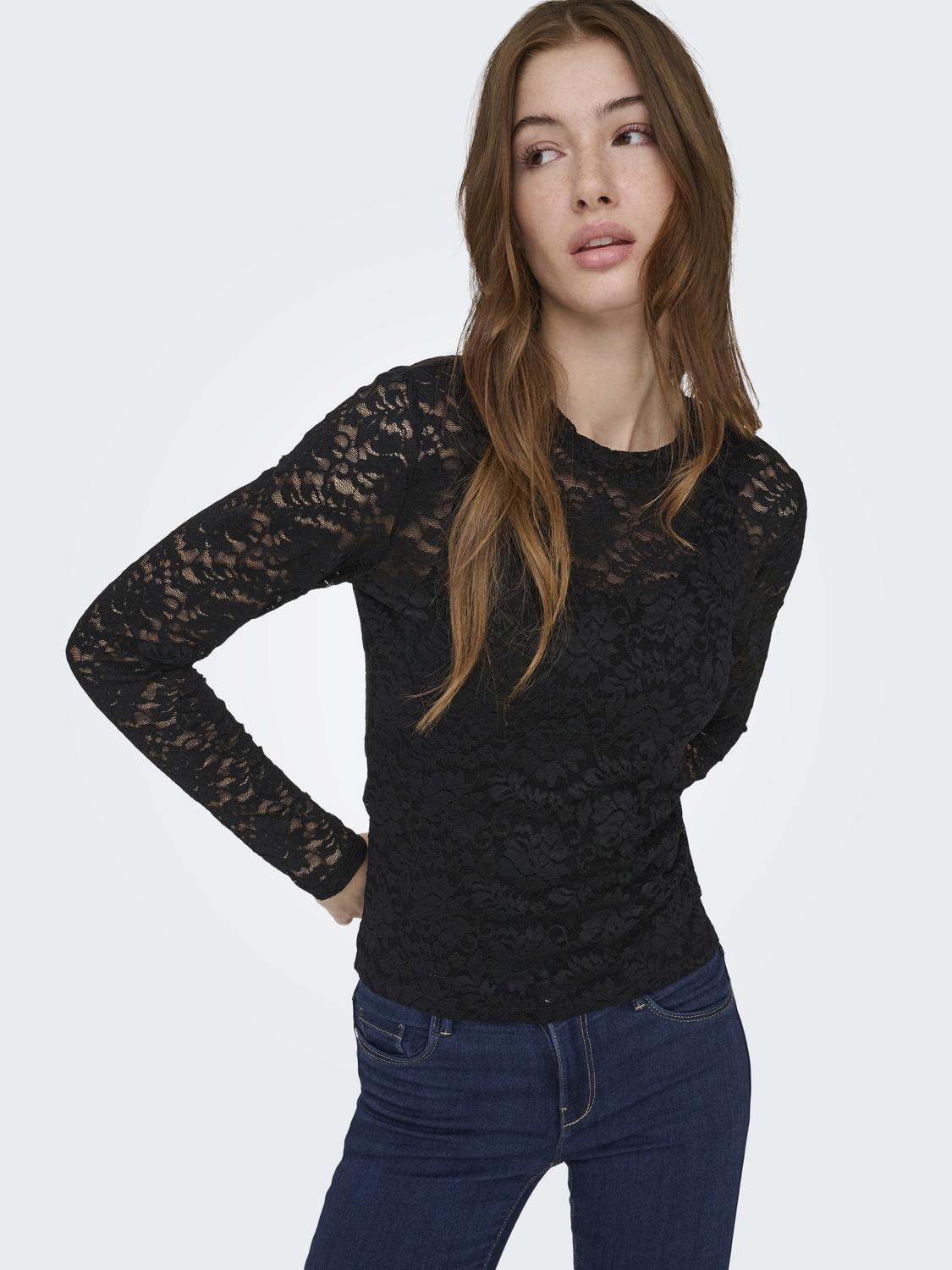 ONLY NIKKA L/S O-NECK LACE TOP