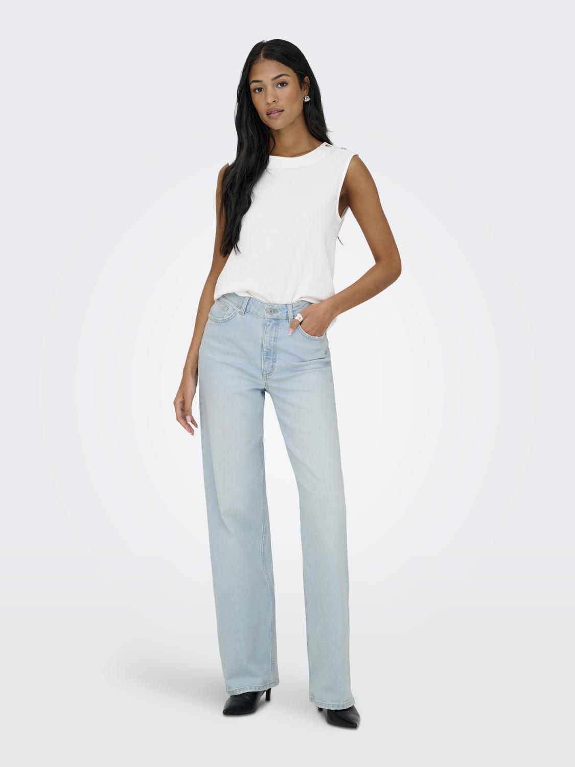 ONLY JUICY HW WIDE LEG - LIGHT BLUE BLEACHED DENIM