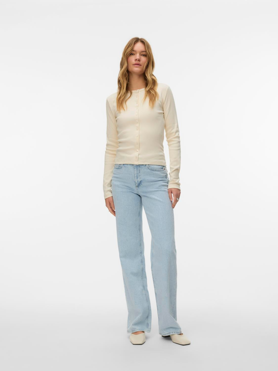 VERO MODA TESSA HR WIDE JEANS - LIGHT BLUE DENIM BLEACHED