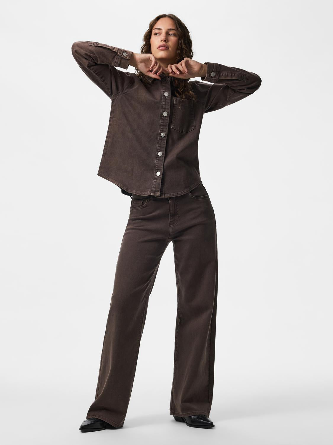 PIECES SILKE MW WIDE COLORED JEANS