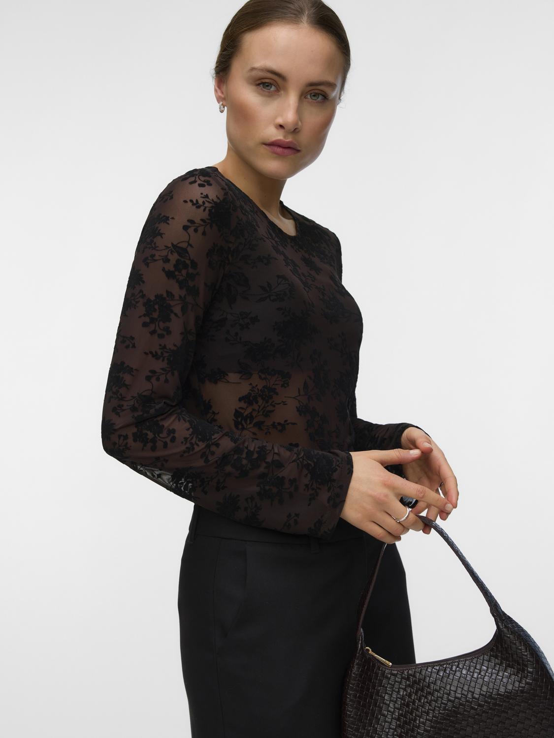 VERO MODA FLORA LS O-NECK TOP JRS