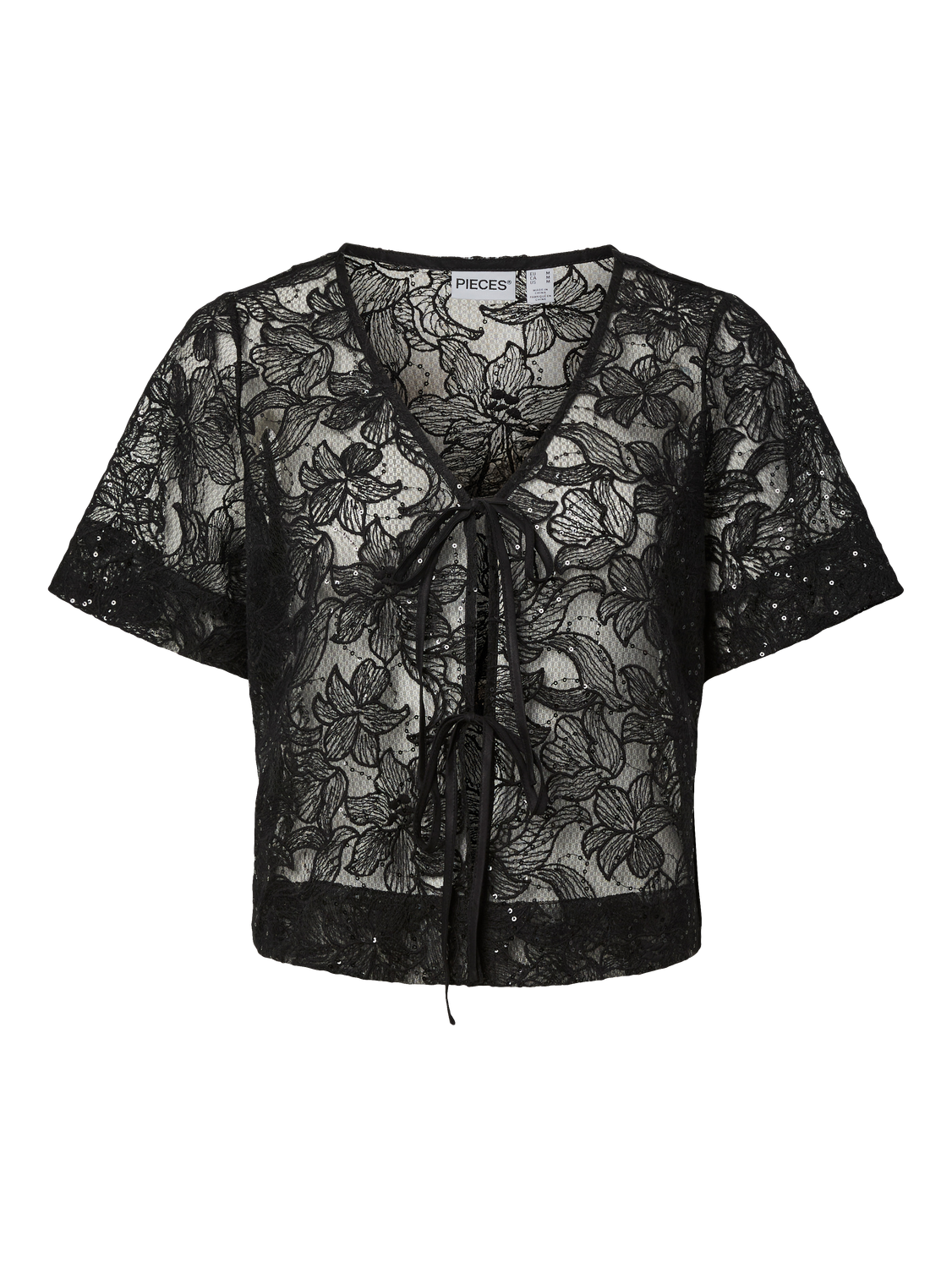 PIECES LOUISE 2/4 V-NECK TIE TOP WVN D2D