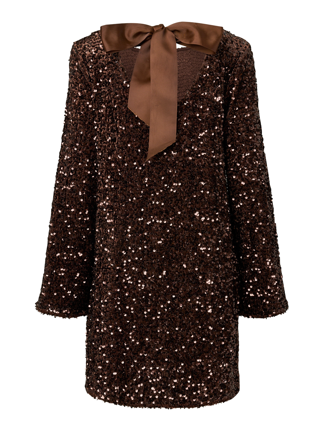 PIECES KAMMY LS DEEP BACK BOW DRESS JRS BC