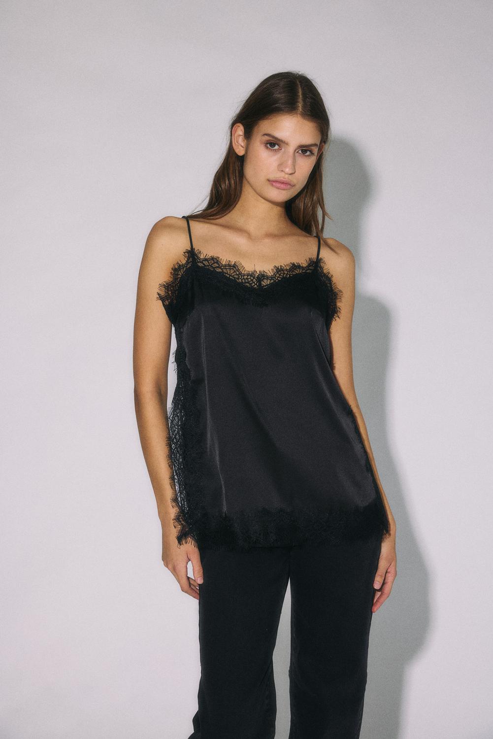 NOISY MAY LOUISE SL STRAP LACE TOP WVN