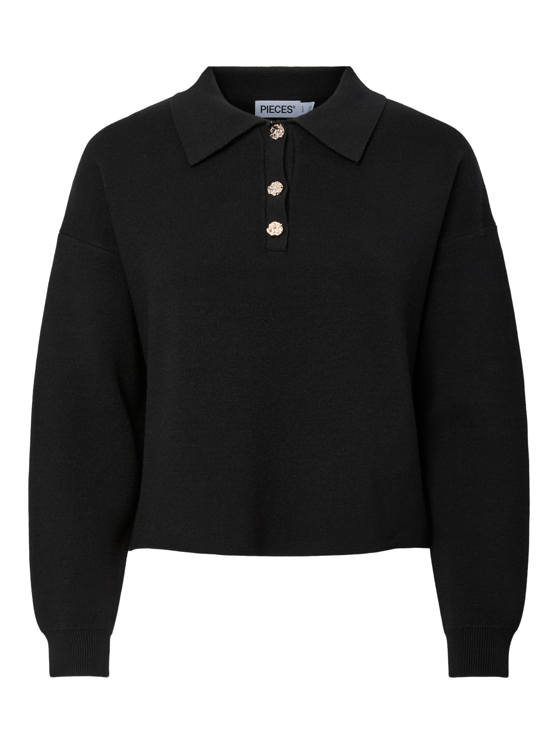 PIECES JASSY LS SHORT POLO KNIT