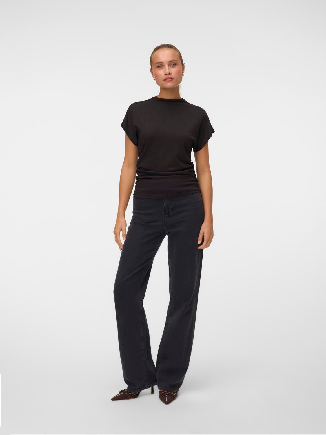 VERO MODA KANVA CAPSLEEVE ROUCHING TOP LX JRS