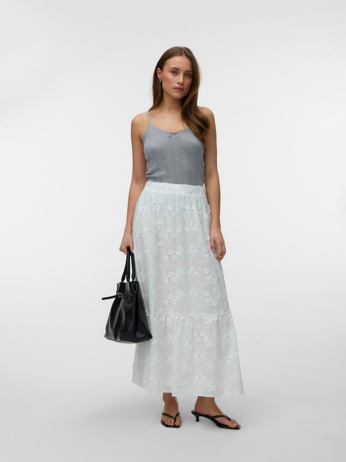 VERO MODA ELISA EMBROIDERY HW MAXI SKIRT