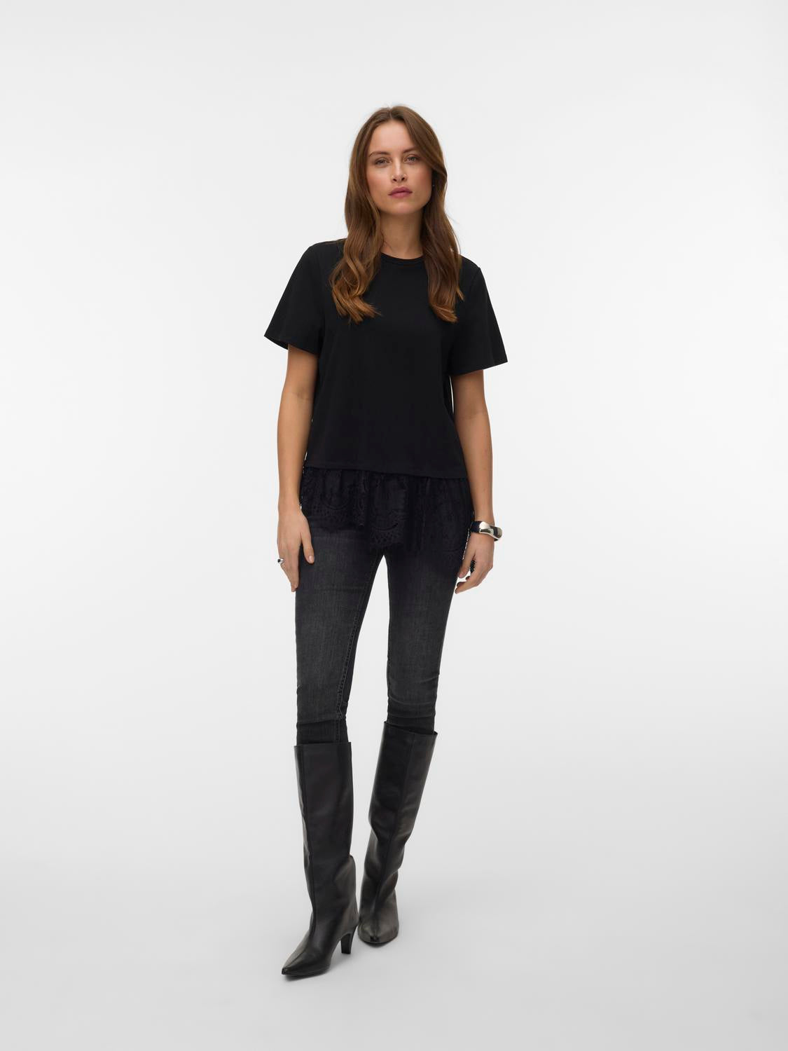 VERO MODA BRIT SS O-NECK LACE T-SHIRT