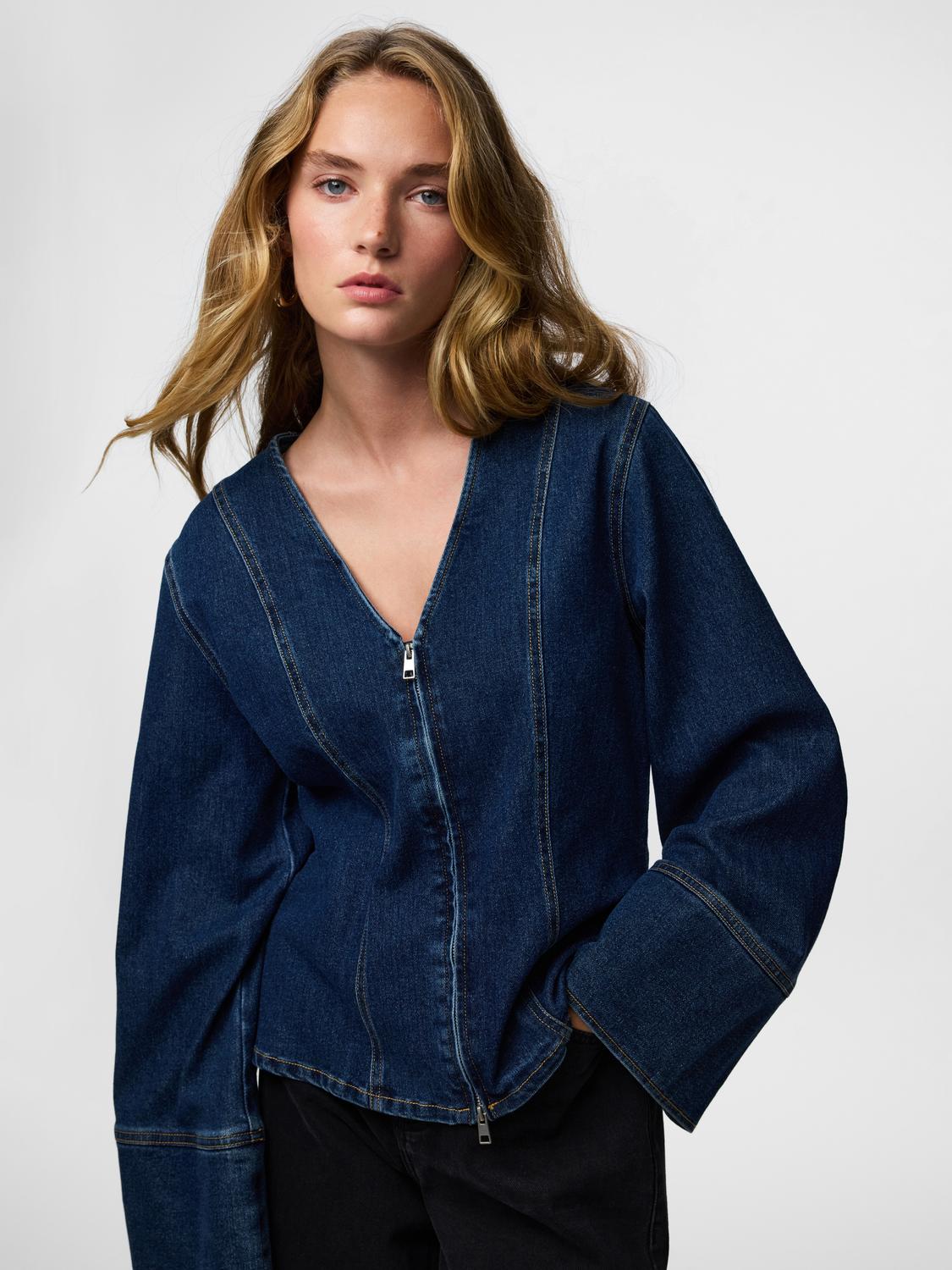 PIECES FLORA LS DENIM SHIRT