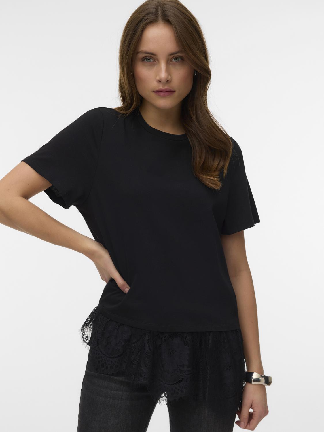 VERO MODA BRIT SS O-NECK LACE T-SHIRT