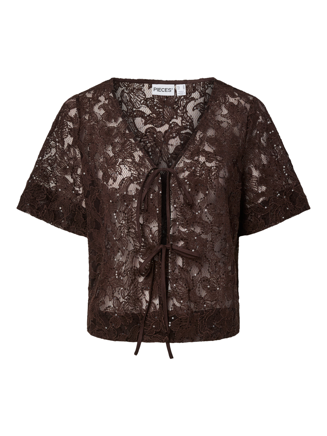 PIECES LOUISE 2/4 V-NECK TIE TOP WVN D2D