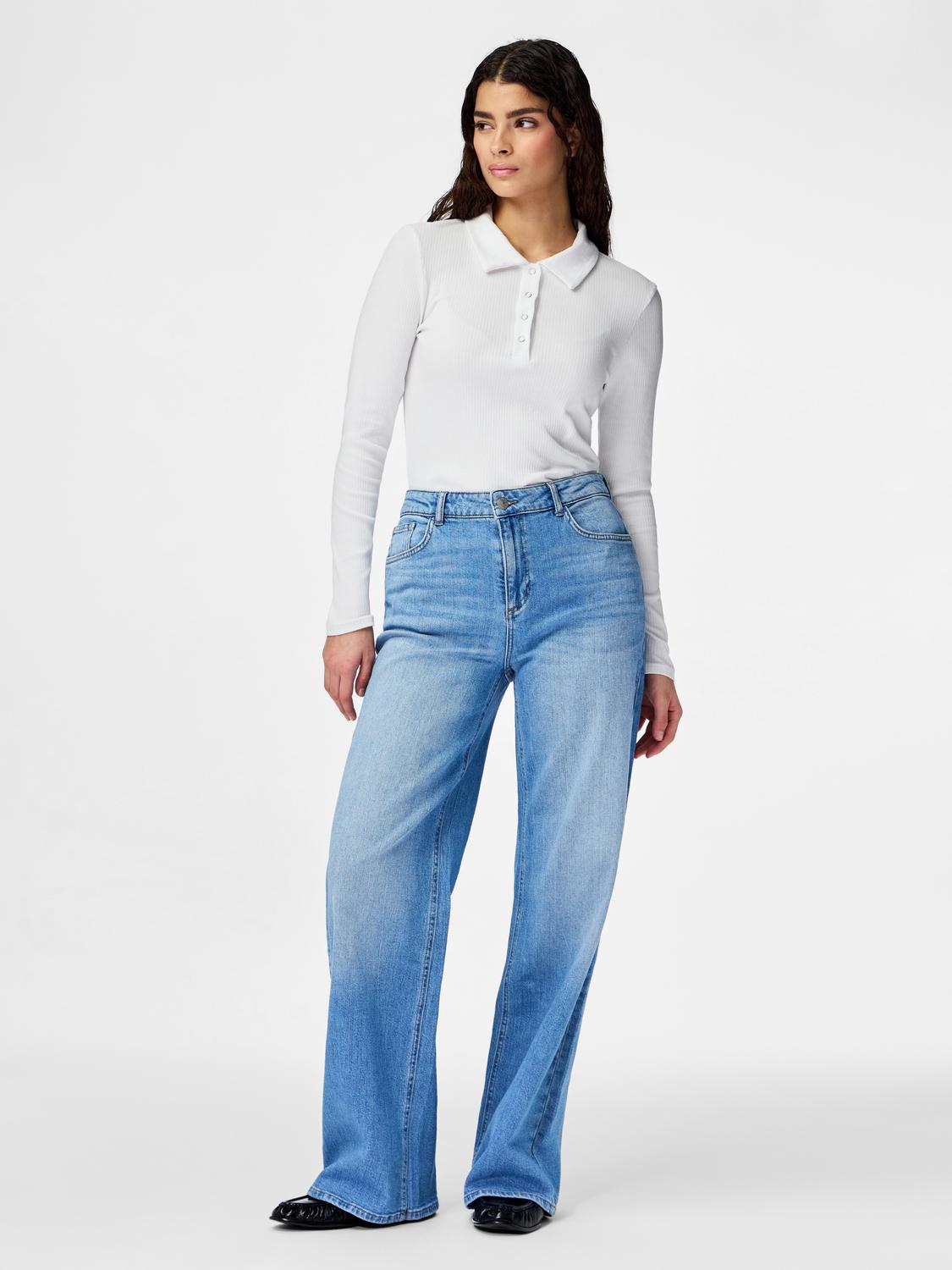 PIECES SILKE MW WIDE JEANS