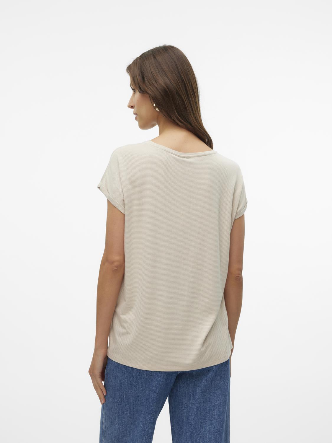 VERO MODA LAVA GLITTER SS TOP STRIPE - OATMEAL